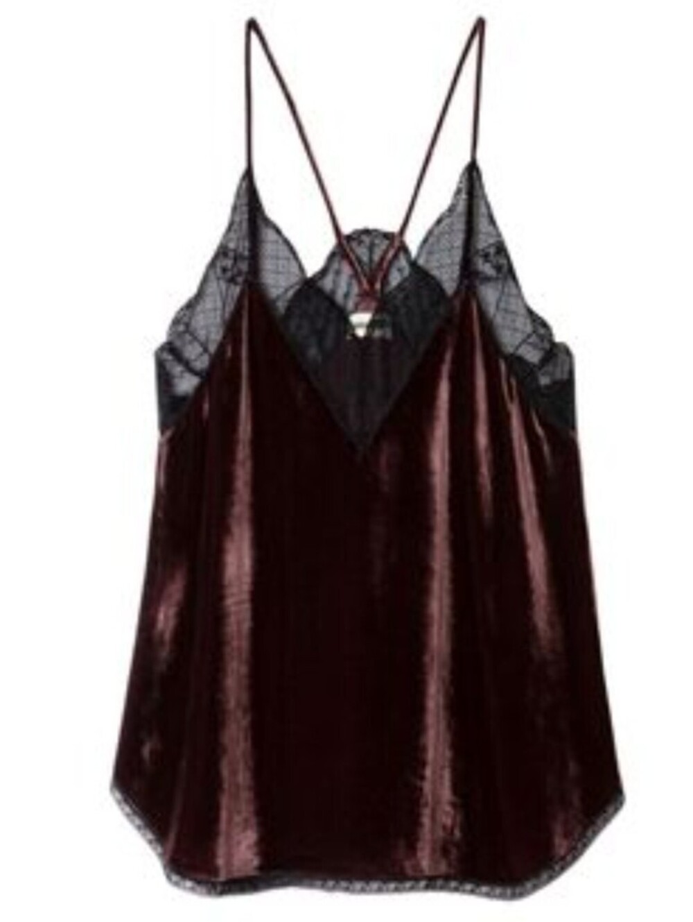 ZADIG & VOLTAIRE brown velvet lace trip tank top sz S - Picture 2 of 7